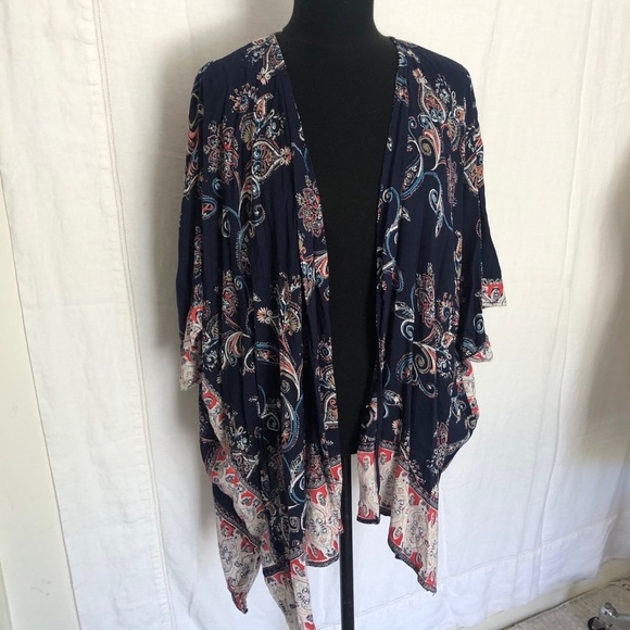 Angie Boho Oversized Kimono style Floral Top Cover Up Small - Picture 2 of 7
